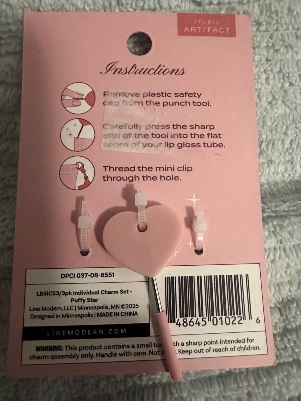 Lip Charms Pink Charm Set - Heart, Bow, Star & Beaded Charms NWT - Picture 4 of 4
